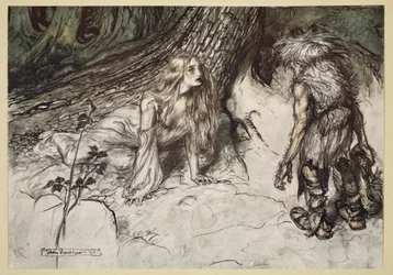 Mime findet die Mutter von Siegfried im Wald, Illustration aus 